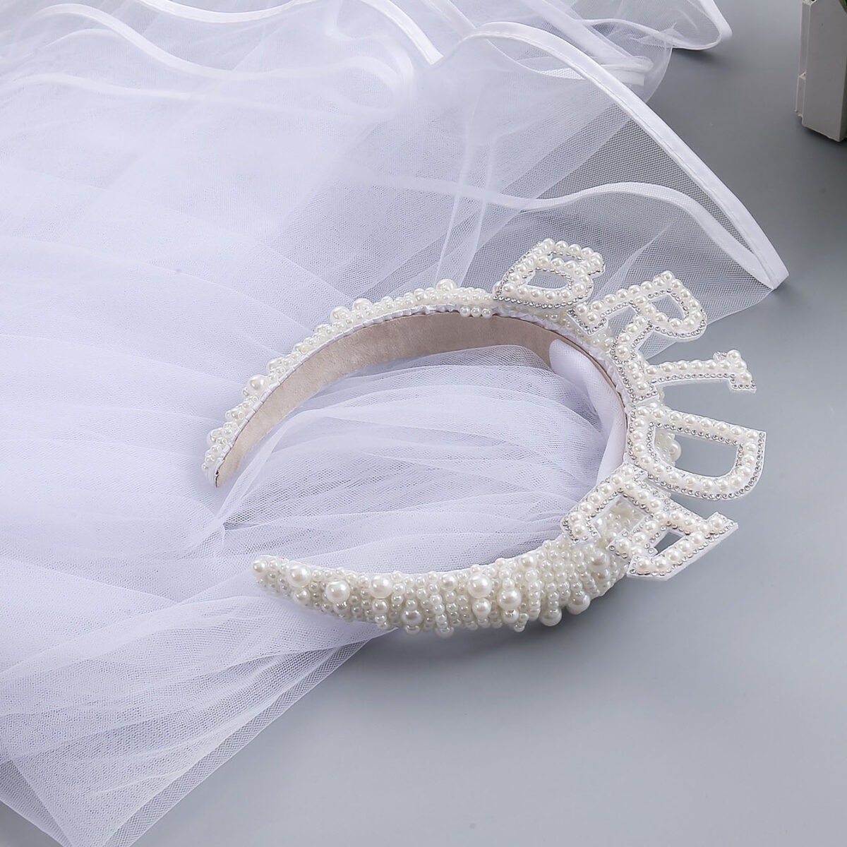 Комплект обруч корона BRIDE та фата на дівич-вечір - Зображення 4