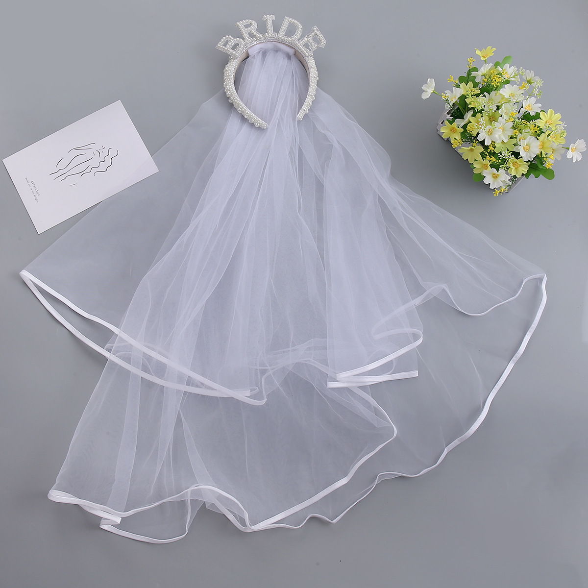 Комплект обруч корона BRIDE та фата на дівич-вечір - Зображення 2