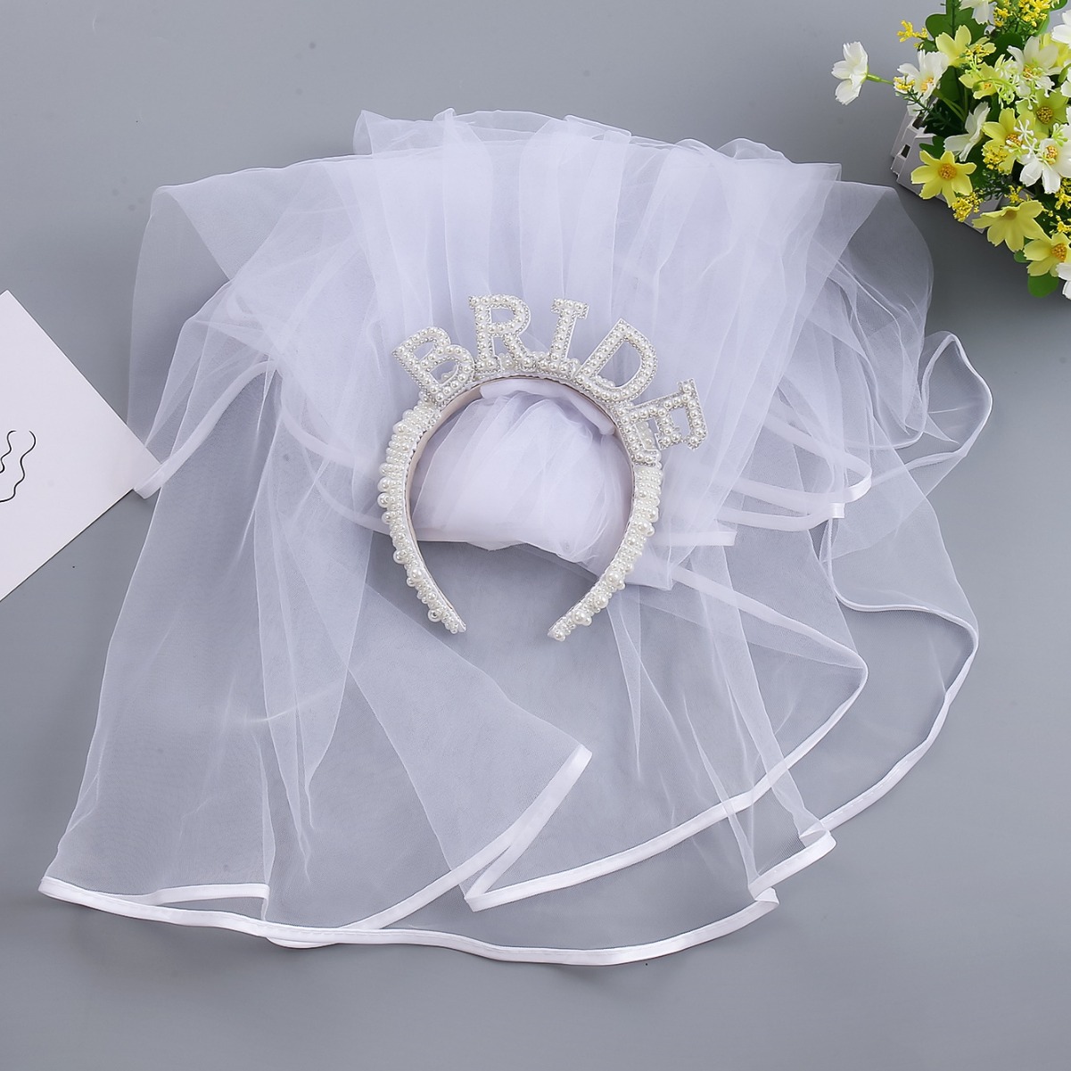 Комплект обруч корона BRIDE та фата на дівич-вечір - Зображення 3