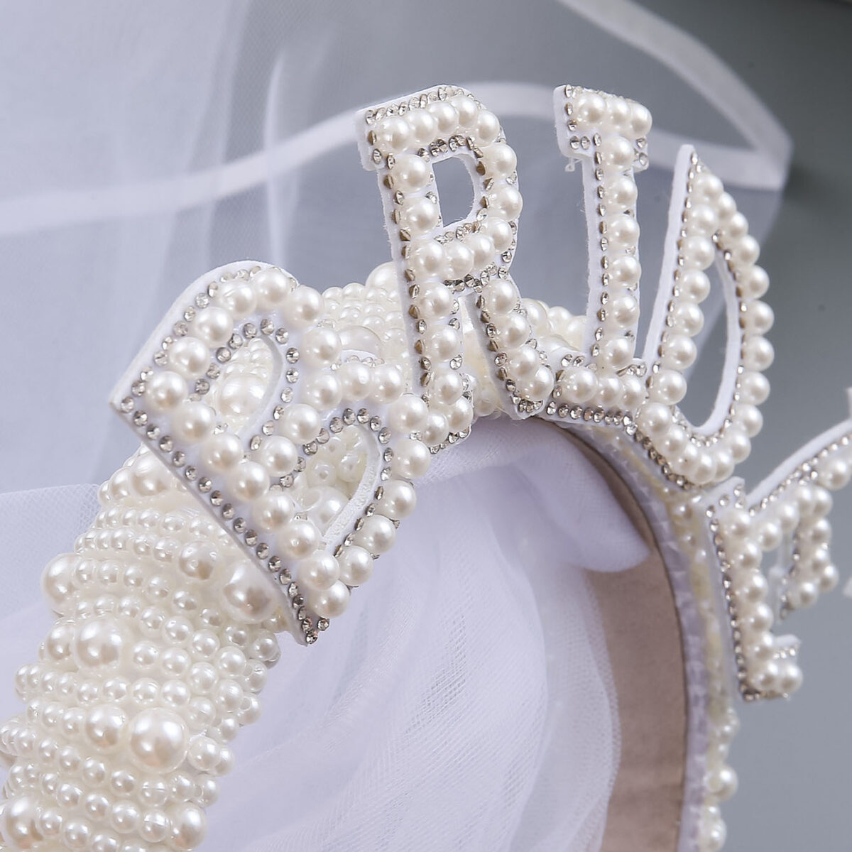 Комплект обруч корона BRIDE та фата на дівич-вечір - Зображення 7