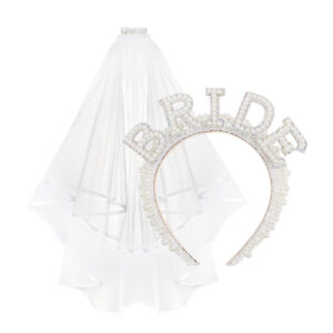 Комплект обруч корона BRIDE та фата на дівич-вечір